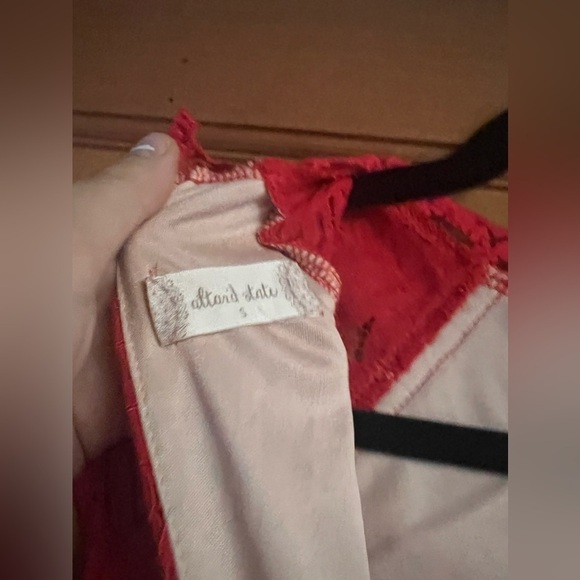Altar’d state Red A-Line Dress With High-Neck Lace Bodice women’s size small - Picture 6 of 6